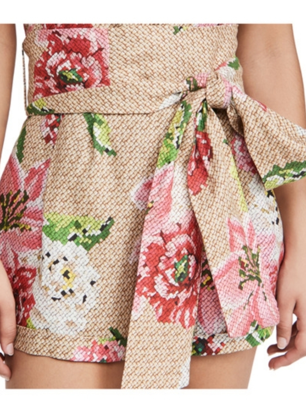 NWT Farm Rio Romper Woven Floral Crossed Back Frilled 100% Linen Multi Boho MD - Picture 5 of 16